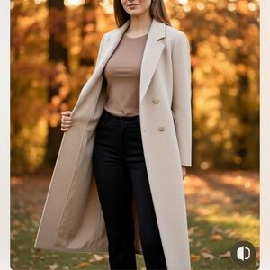 Rare high end CASHMERE Vintage Cream Double-Breasted cashmere Women's Coat